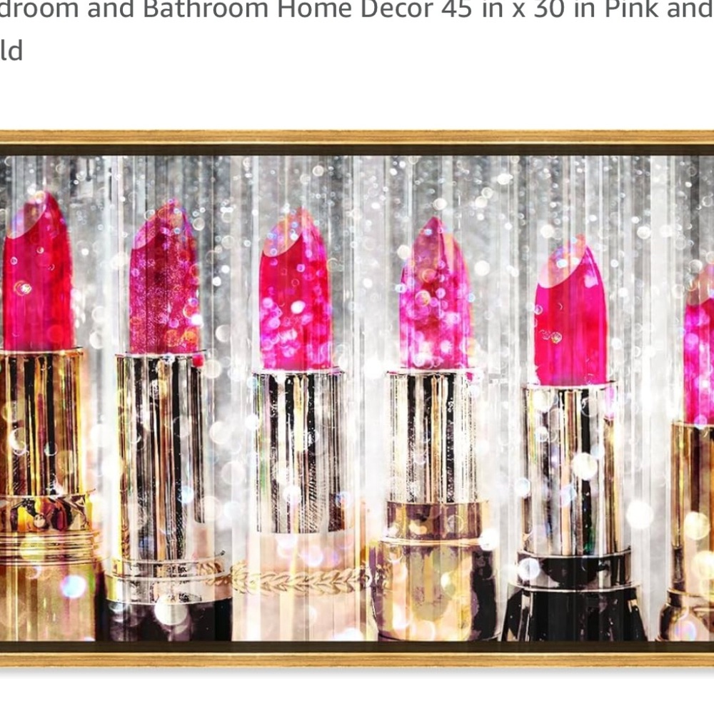 Pink Wall Art with Gold Frame